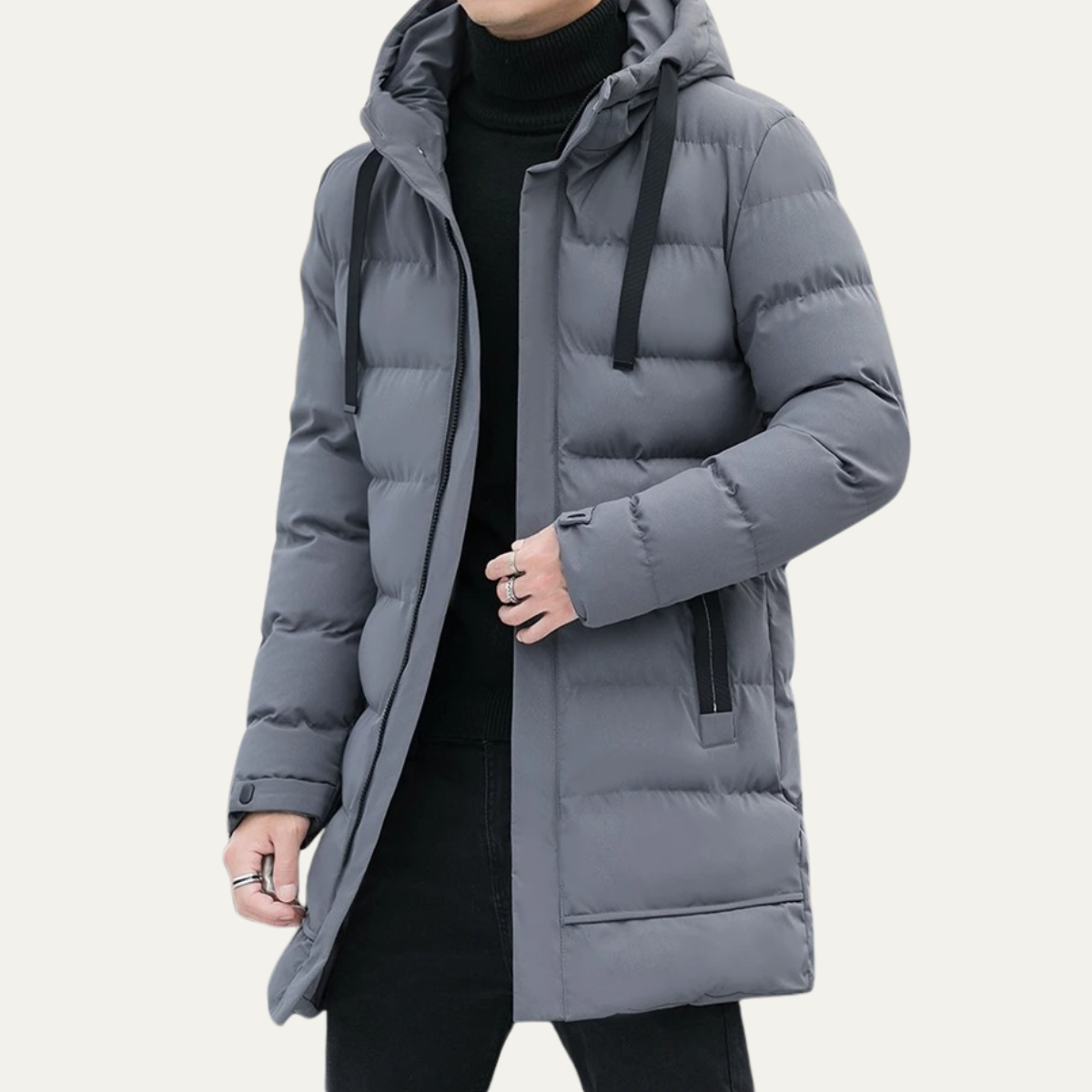 Men's Longline Puffer Coat Black