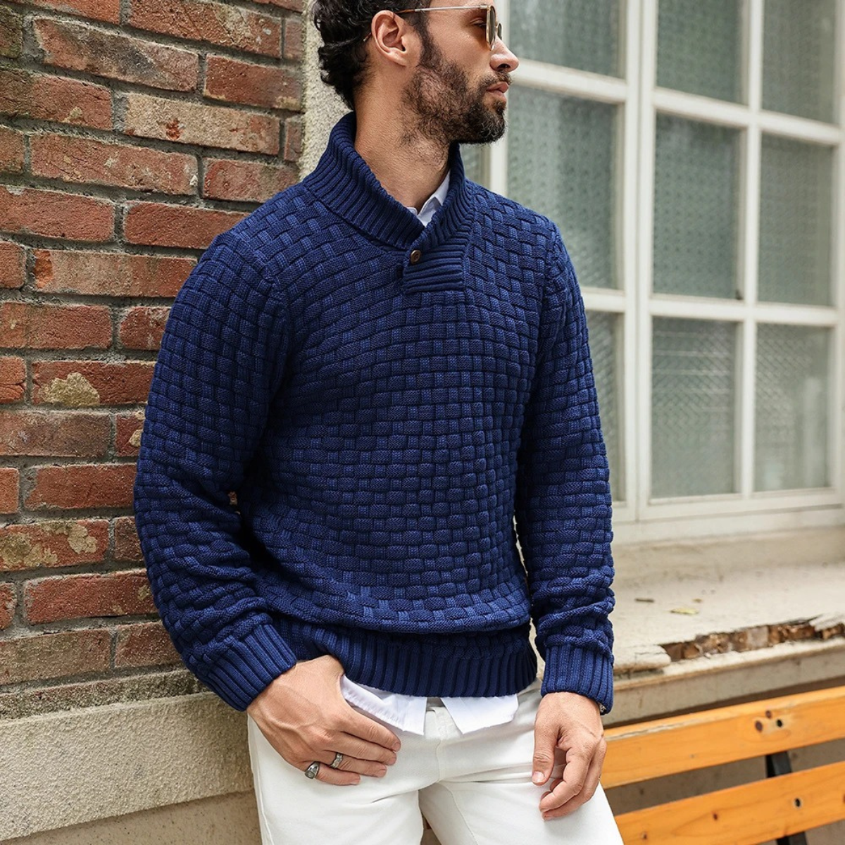 Men's Textured Knit Winter Sweater