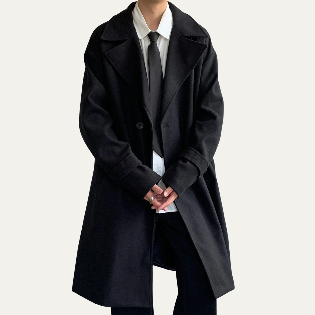 Men's Wool Wrap Coat Camel Brown with Belt