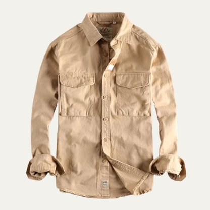 Men's Safari Shirt Button Up Casual Cotton