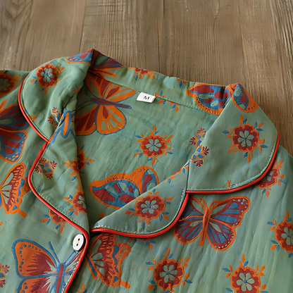 Women's Cotton Loungewear Set Butterfly Print