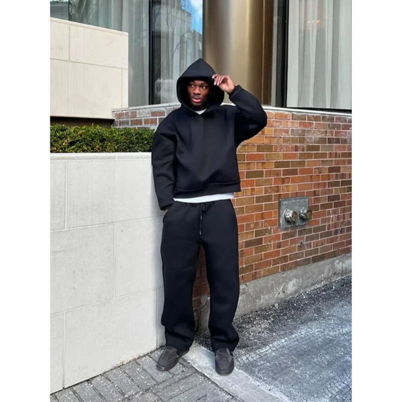 Simple Men's Hoodie Sweatshirt Set