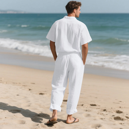 Men's Lightweight Casual Shirt And Pants Set