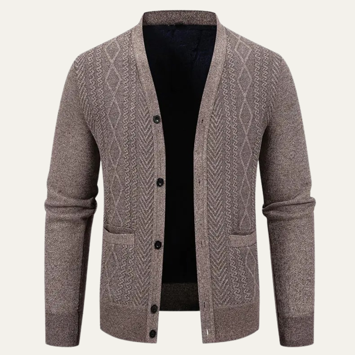 Men's Casual Knit Cardigan Button Up With Pockets