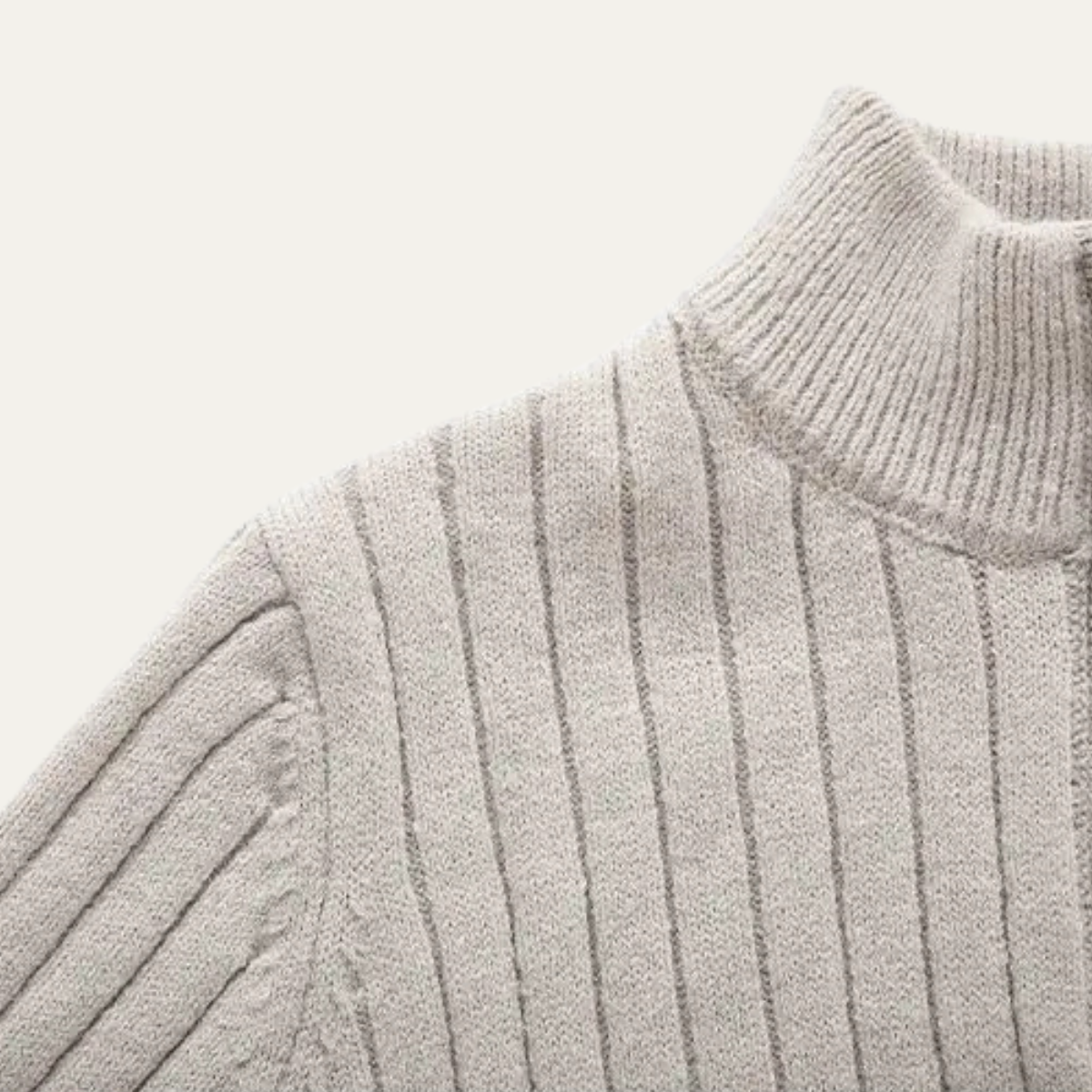 Men's Knitted Half Zip Sweater Ribbed Collar