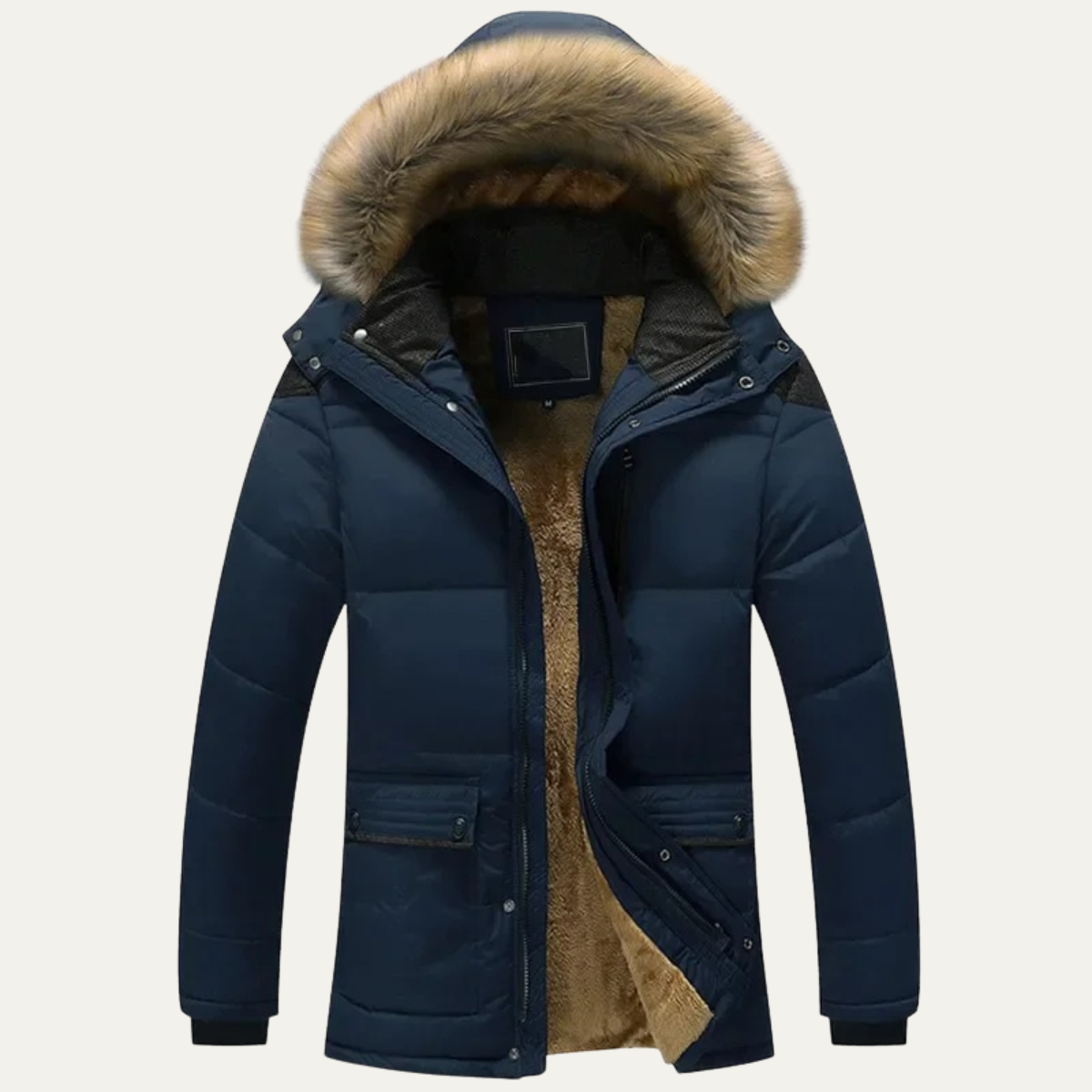 Men's Hooded Parka Jacket Fur Collar