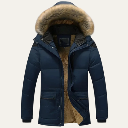 Men's Hooded Parka Jacket Fur Collar