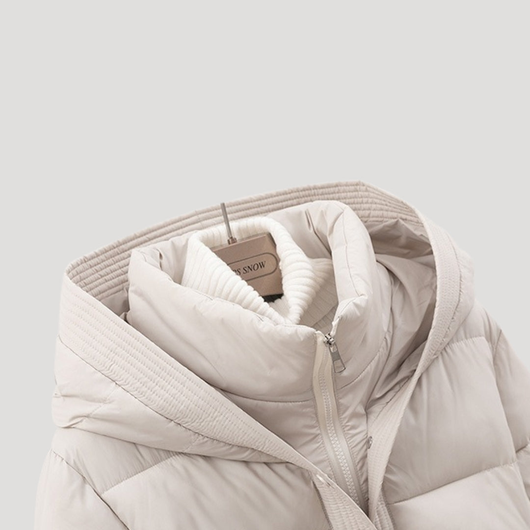Women's Puffer Jacket Hooded Adjustable Belt