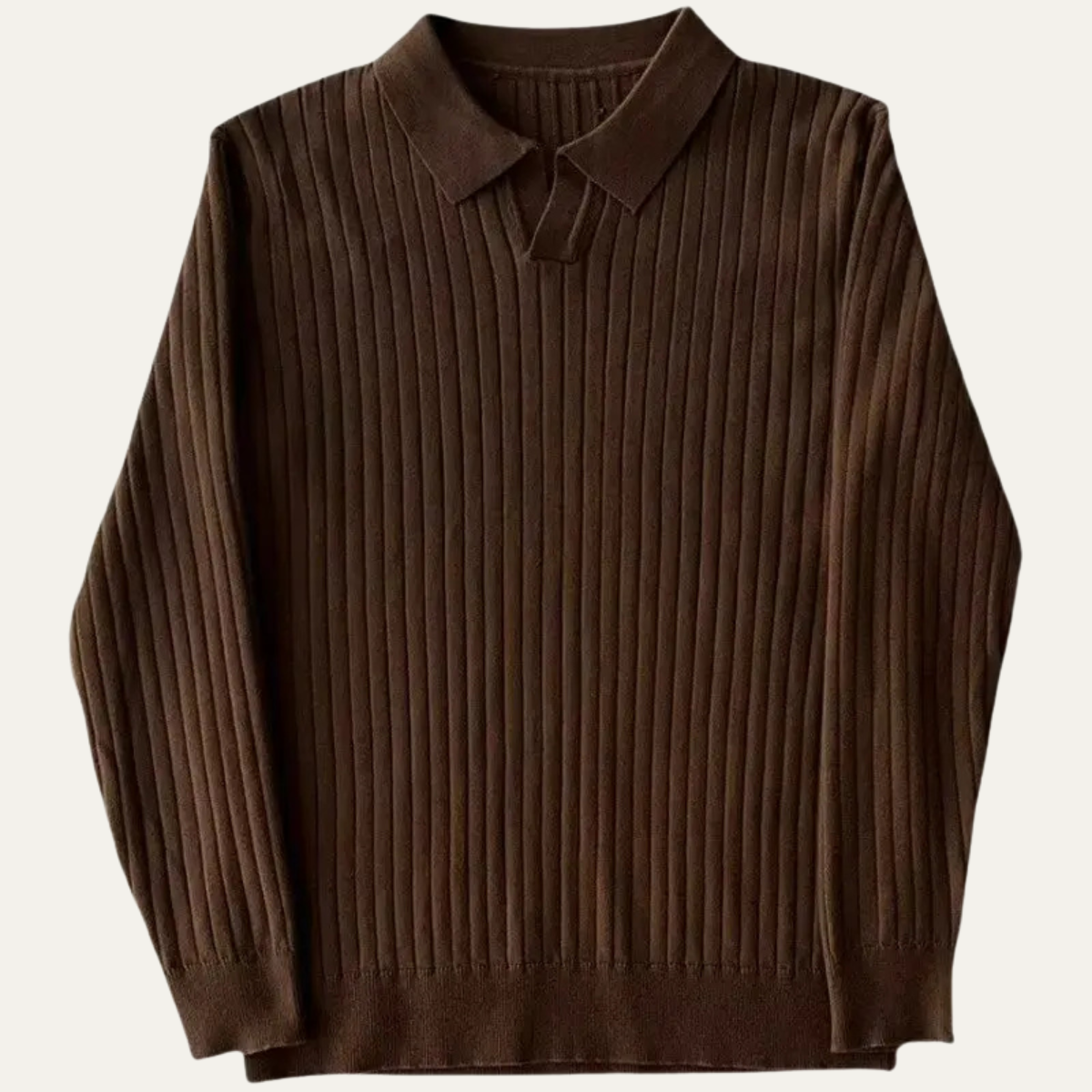 Men's Slim Fit Polo Sweater Ribbed Knit