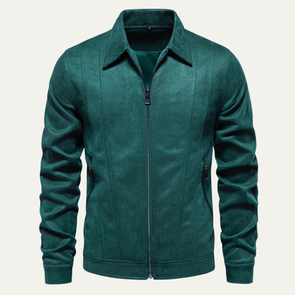 Men's Leather Biker Jacket Zip Up Casual Black