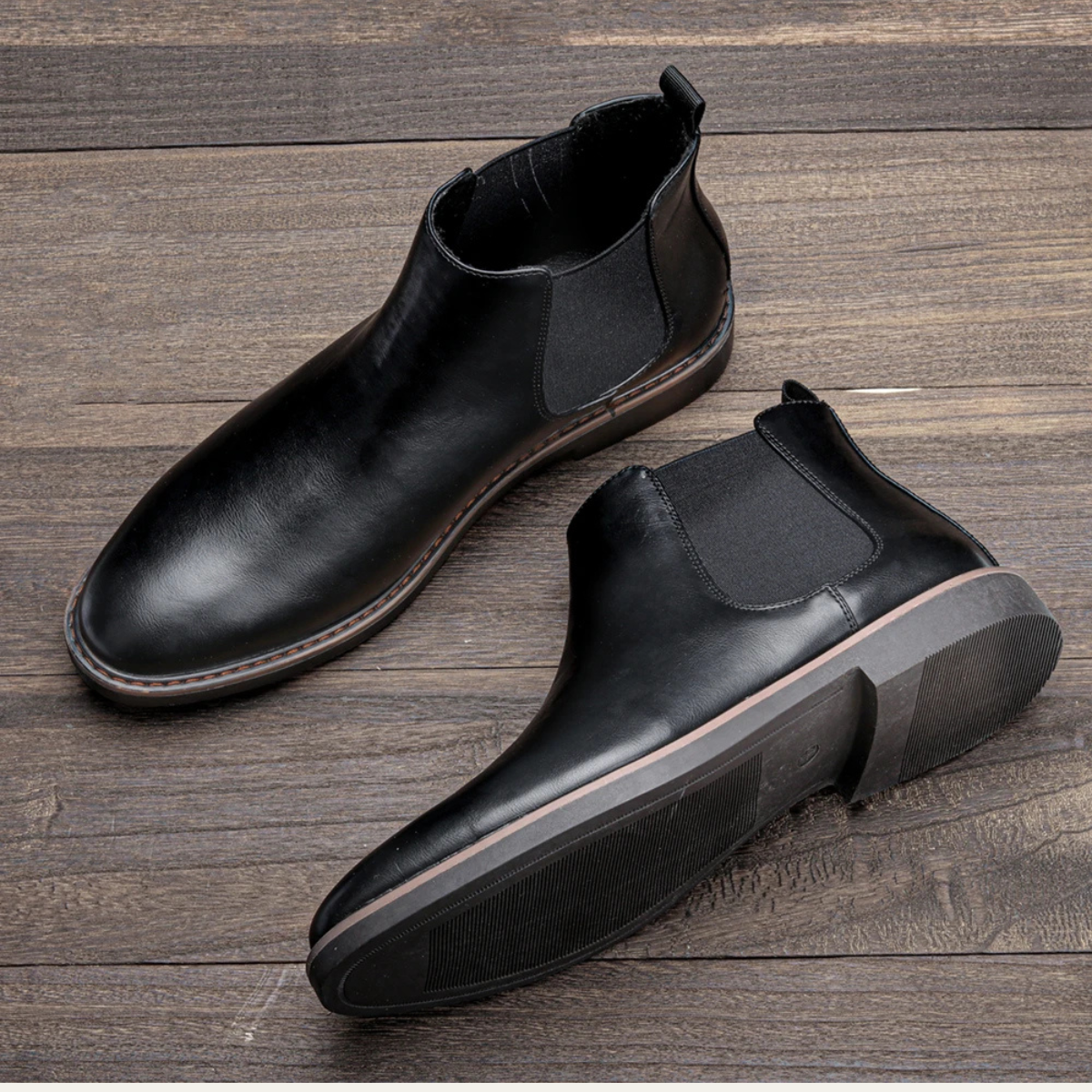 Mantova Men's Leather Chelsea Boots Ankle Black