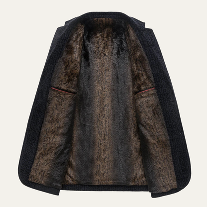 Men's Chenille Blazer Warm Fur Lined Navy