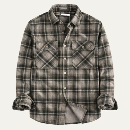 Men's Plaid Flannel Shirt Vintage Style - VibreMode