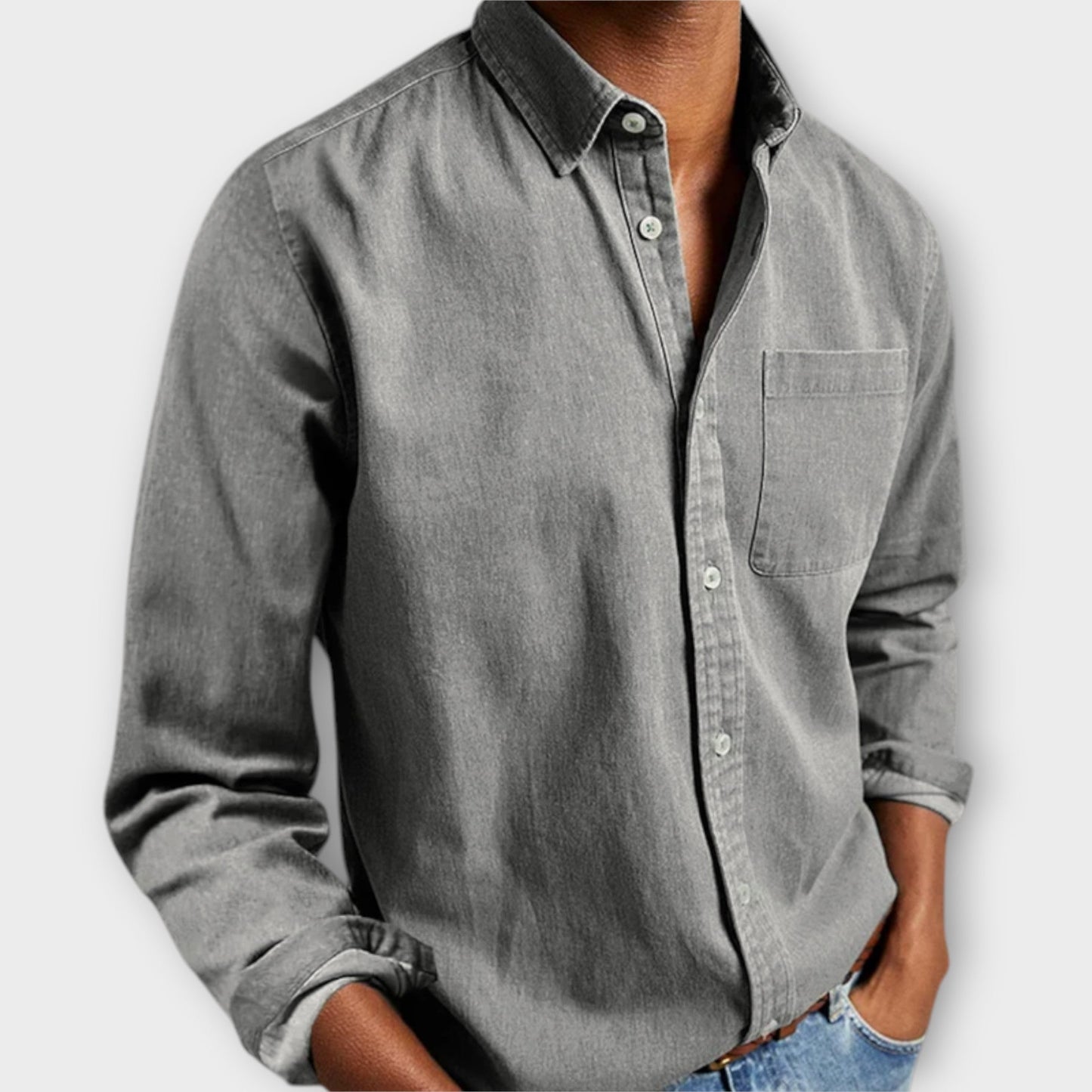 Men's Long Sleeve Dress Shirt With Chest Pocket