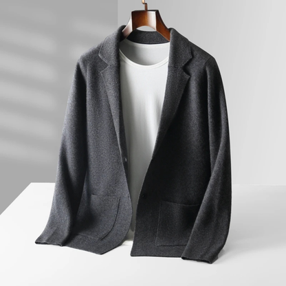 Men's Merino Wool Cardigan Soft Knit Grey