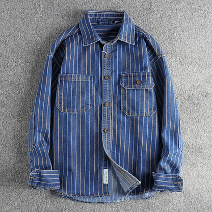 Men's Vintage Striped Cotton Shirt