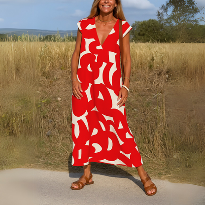 Women's V Neck Flowy Evening Dress