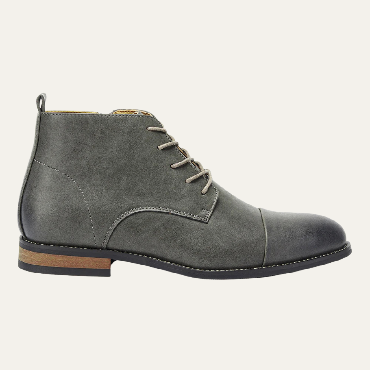 Men's Leather Ankle Boots Side Zip Classic Black