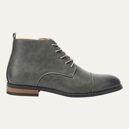 Men's Leather Ankle Boots Side Zip Classic Black