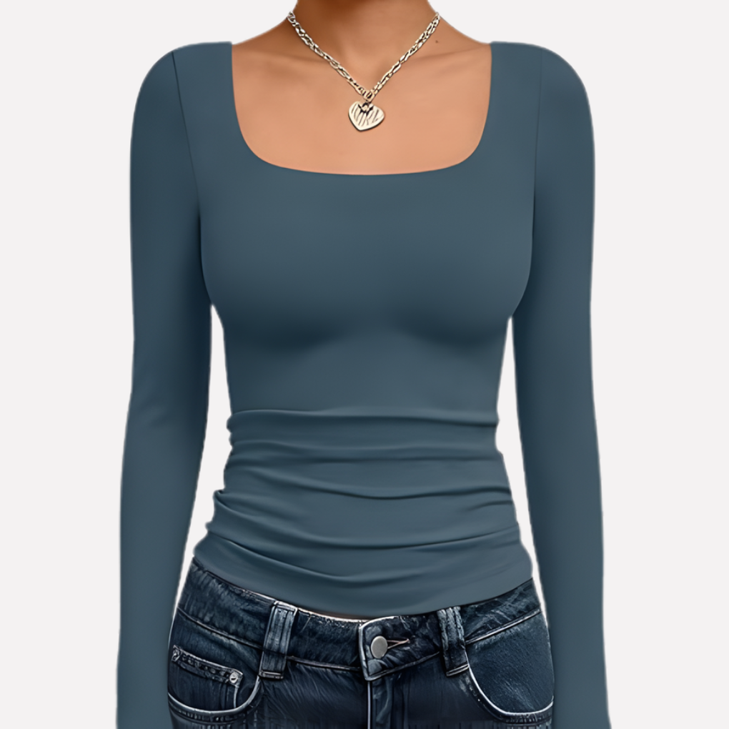 Women's Long Sleeve Crop Square Neck
