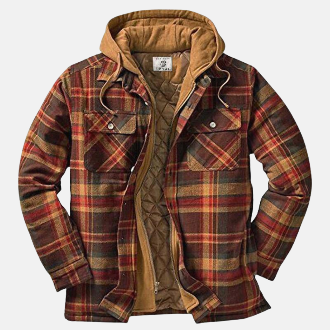Men's Plaid Hooded Jacket Shirt - VibreMode