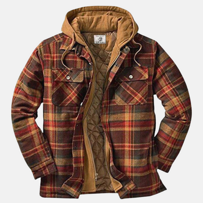 Men's Plaid Hooded Jacket Shirt - VibreMode