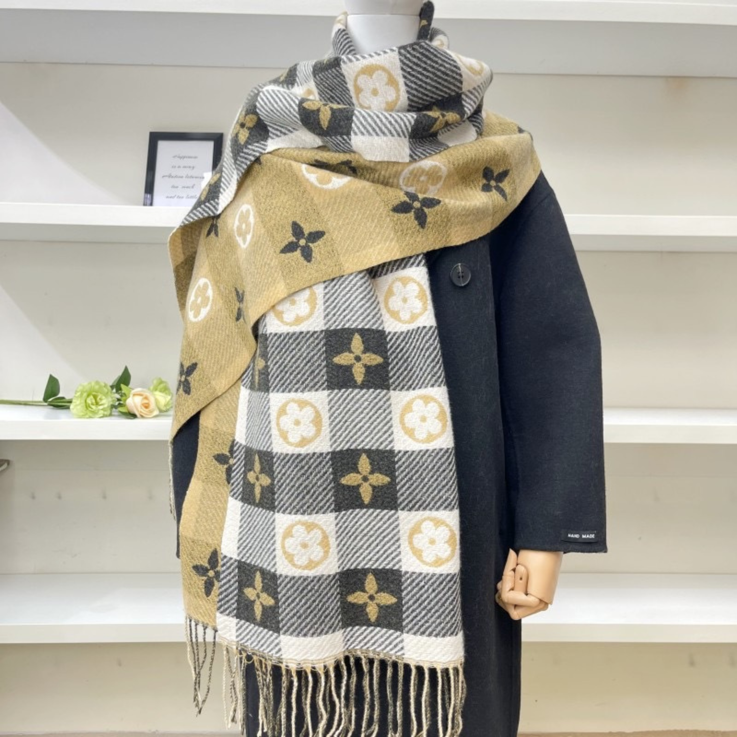 Comfy Plaid Tassel Scarf