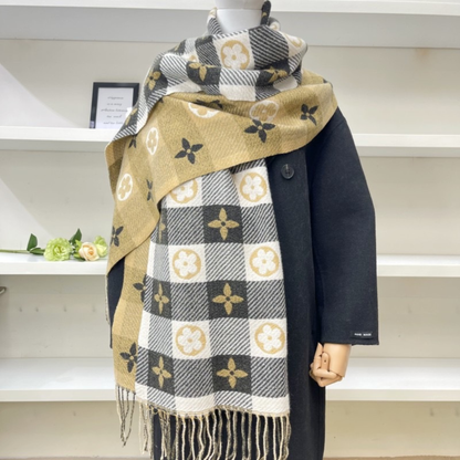 Comfy Plaid Tassel Scarf