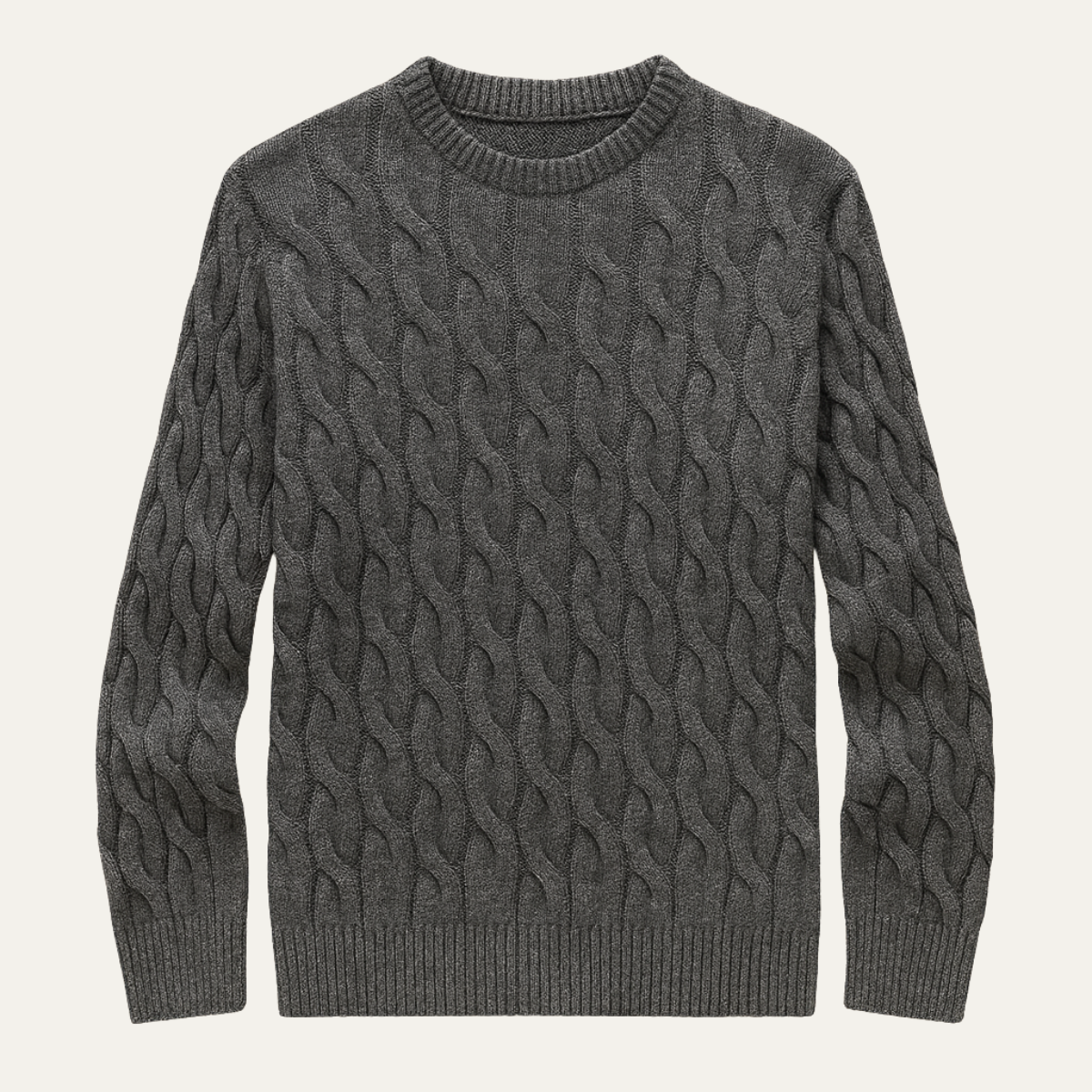 Men's Cable Knit Crewneck Sweater Warm Winter - VibreMode