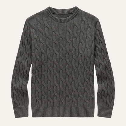Men's Cable Knit Crewneck Sweater Warm Winter - VibreMode