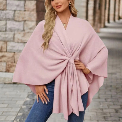 Elegant Women's Draped Poncho - VibreMode
