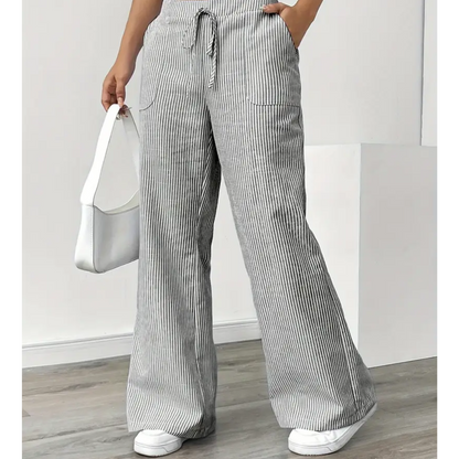 Comfortable Stripe Pants With Side Pockets