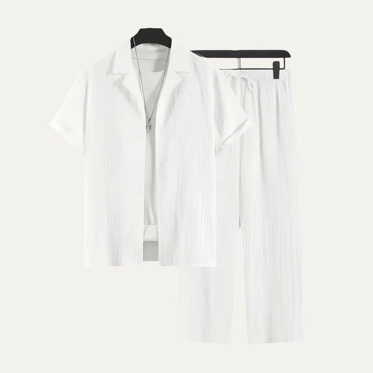 Men's Linen Two Piece Set Lightweight Shirt Pants