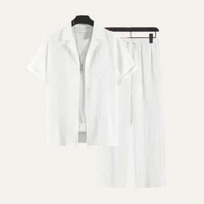 Men's Linen Two Piece Set Lightweight Shirt Pants