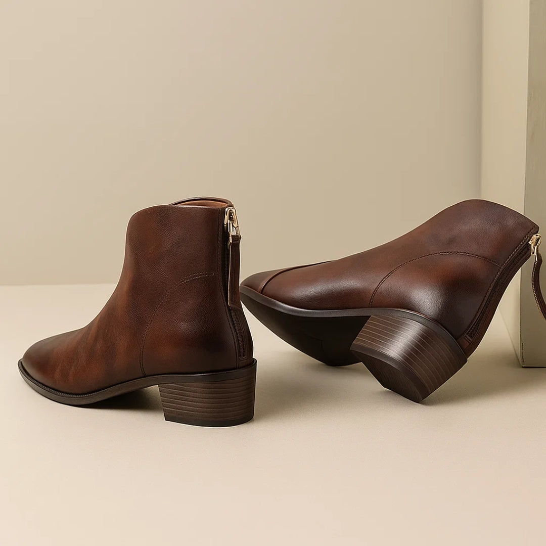 Women's Pointed Toe Boots Smooth Leather Shaft