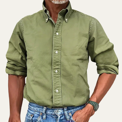 Men's Button Down Business Shirt Solid Color