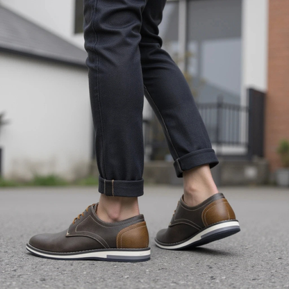 Hartwell Men's Leather Oxford Sneakers Two Tone Casual