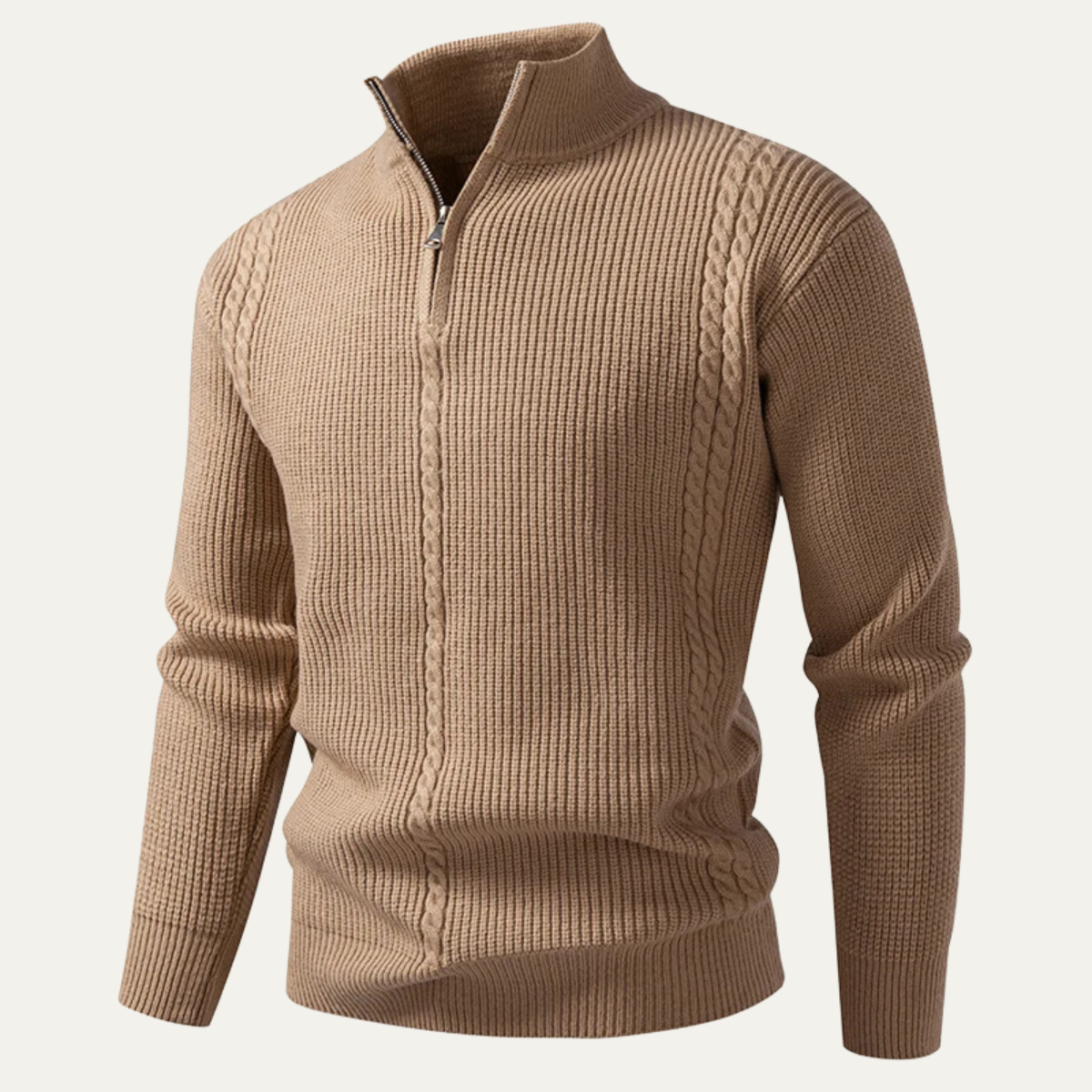 Men's Half Zip Knit Sweater Stand Collar Ashbury