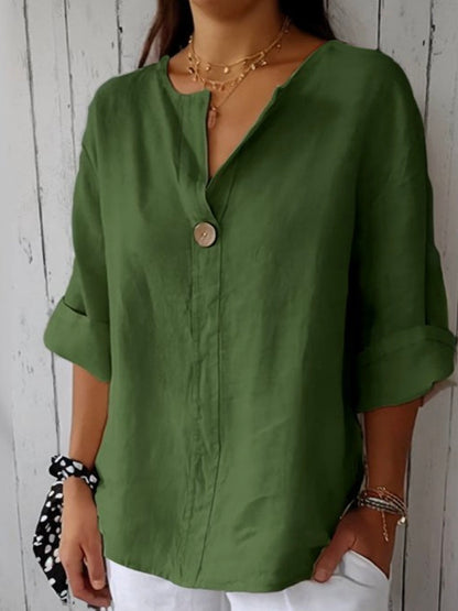 Relaxed Fit V Neck Women's Top