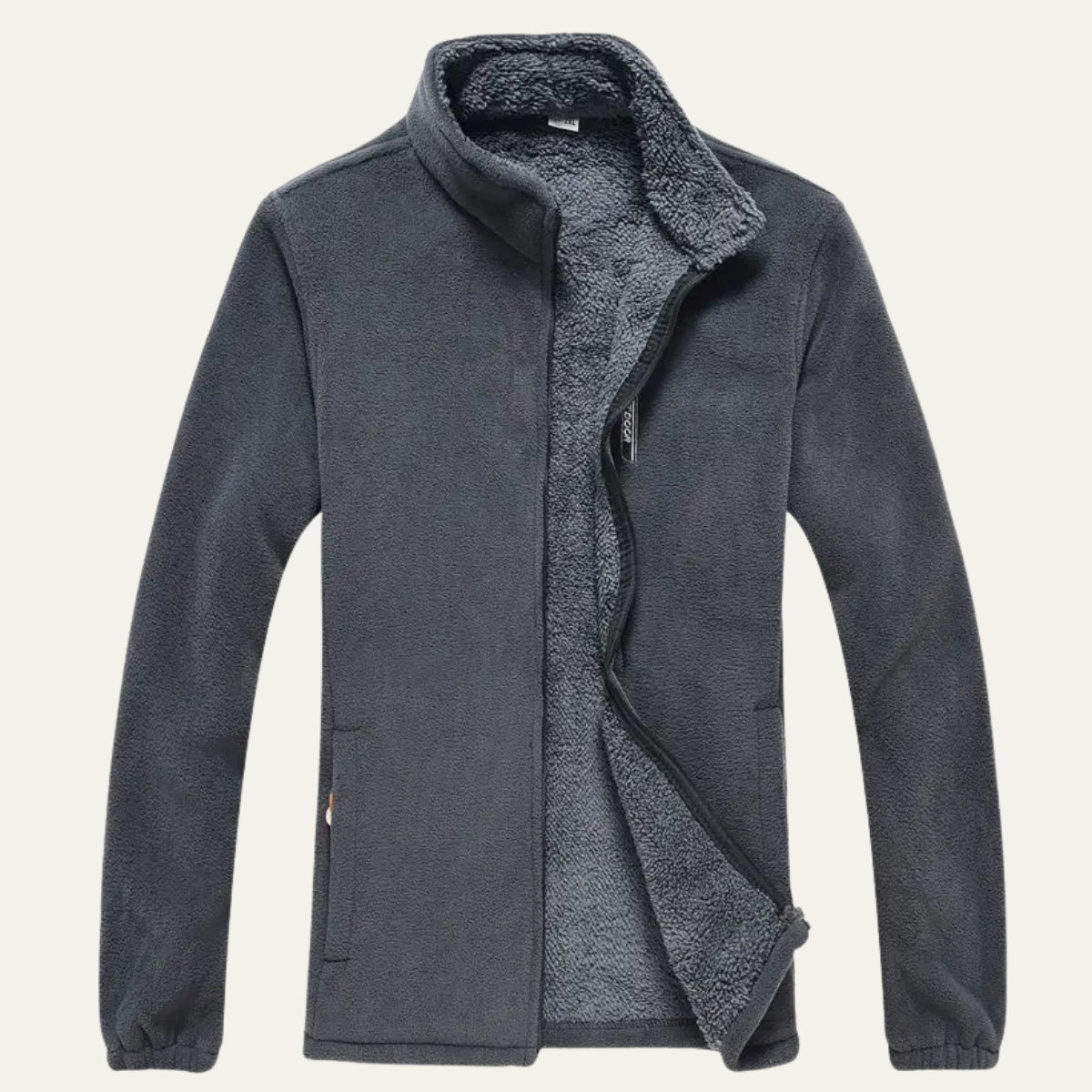 Men's Winter Fleece Jacket Zip Up Stand Collar - VibreMode