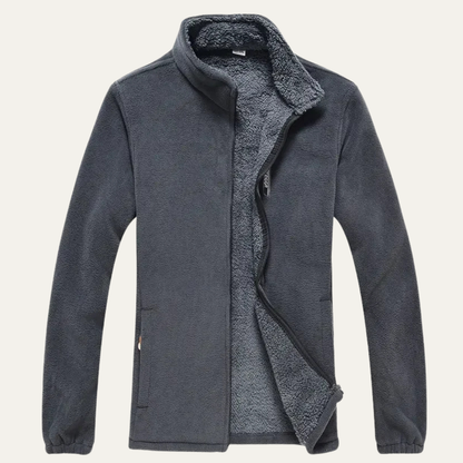 Men's Winter Fleece Jacket Zip Up Stand Collar - VibreMode