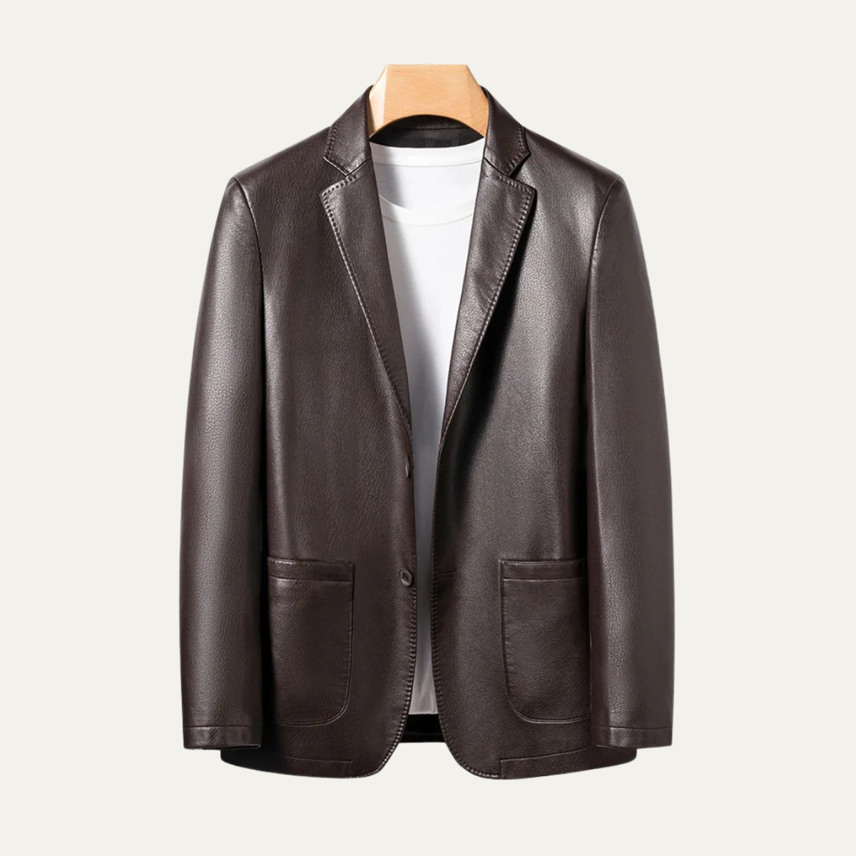 Men's Faux Leather Smart Blazer Jacket