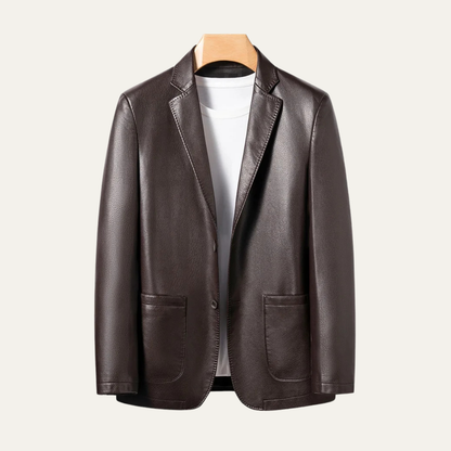 Men's Faux Leather Smart Blazer Jacket