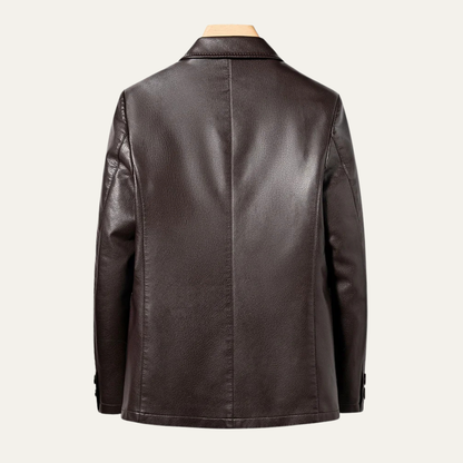 Men's Faux Leather Smart Blazer Jacket