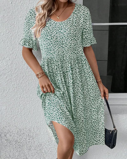Casual Summer Short Sleeve Midi Dress for Women