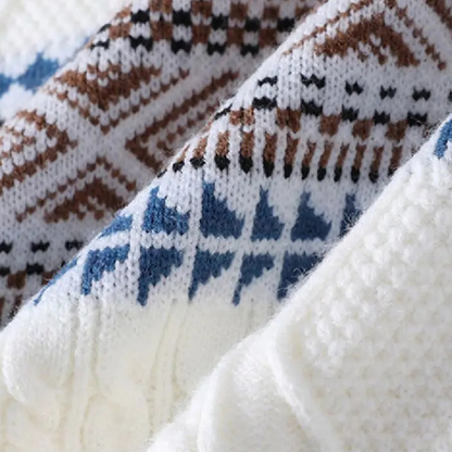 Men's Knit Crewneck Sweater Nordic Pattern Warm