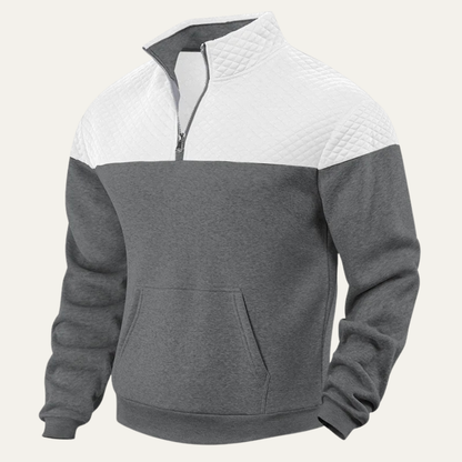 Men's Quilted Half Zip Sweater Color Block