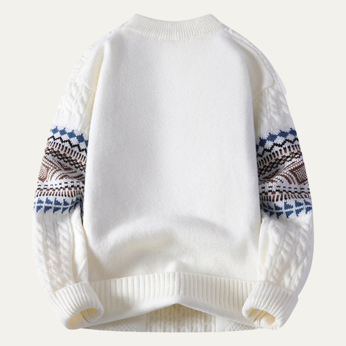 Men's Knit Crewneck Sweater Nordic Pattern Warm