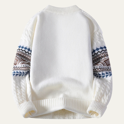 Men's Knit Crewneck Sweater Nordic Pattern Warm