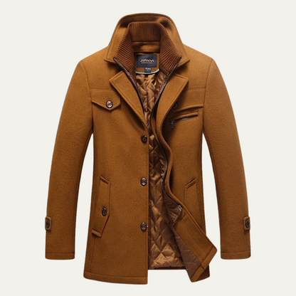 Men's Wool Blend Trench Coat Quilted Lining - VibreMode